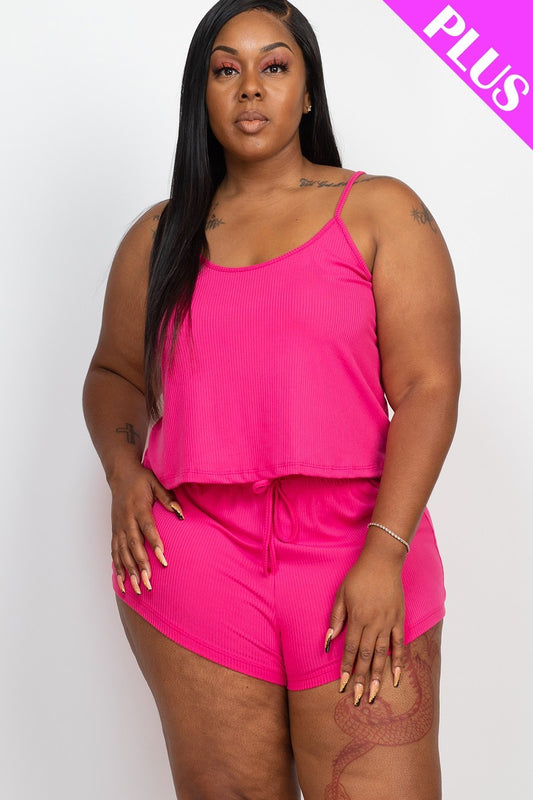 Plus Size Ribbed Top And Short Set