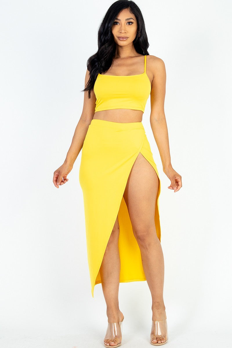 Crop Cami & Split Maxi Skirt Set