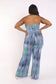 Plus Size Printed Tube Jumpsuit With Belt