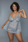 Plus Size 2 Pc Sheer Babydoll Set With Lace Pattern $SALE