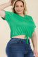 Plus Size Drawstring Short Sleeve Crop Top