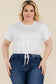 Plus Size Drawstring Short Sleeve Crop Top