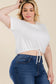 Plus Size Drawstring Short Sleeve Crop Top