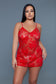 1 Pc Floral Lace Mini-Length Chemise (S to XL)