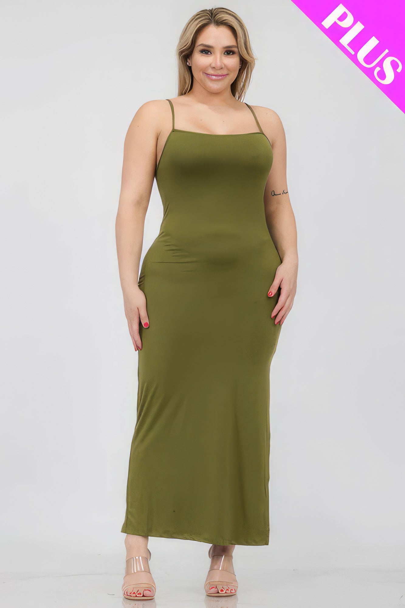 Plus Size Crisscross Back Split Maxi Dress