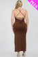 Plus Size Crisscross Back Split Maxi Dress