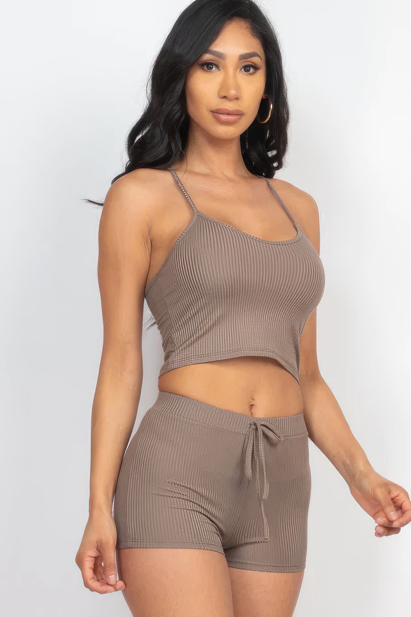 Ribbed Crop Top Short Set